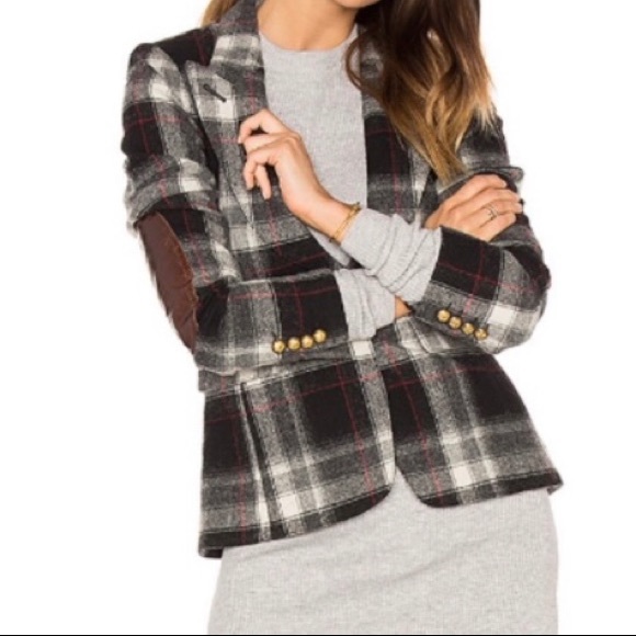 Smythe Jackets & Blazers - Smythe Peaked Lapel Wool Blazer in Plaid Size 10